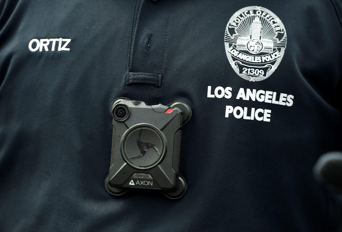 close up of a body camera on the torso of a police officer