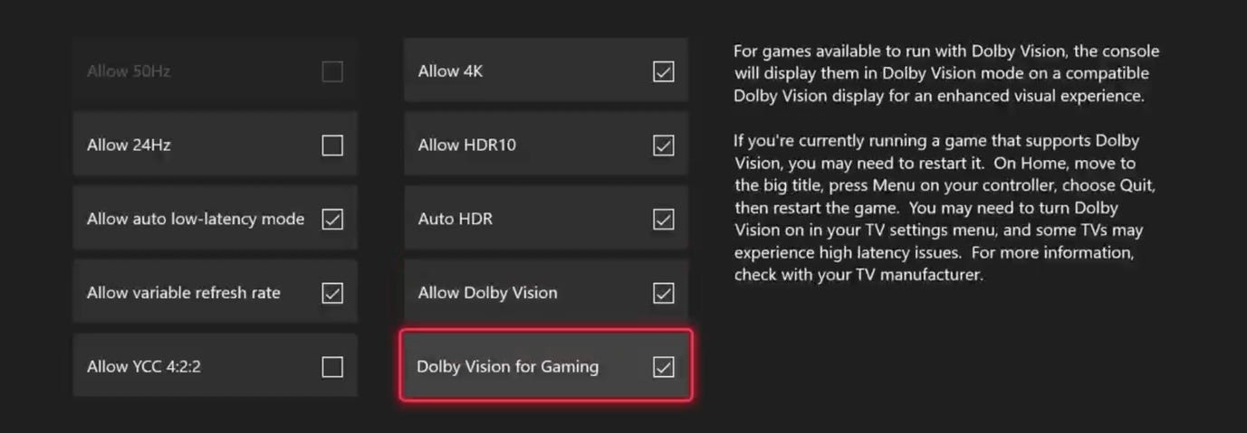How to enable Dolby Vision on the Xbox Series X and S