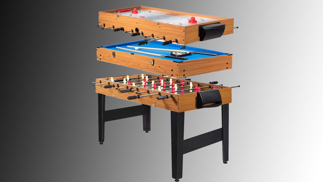 Get this 3-in-1 air hockey-foosball-billiards game for just 5