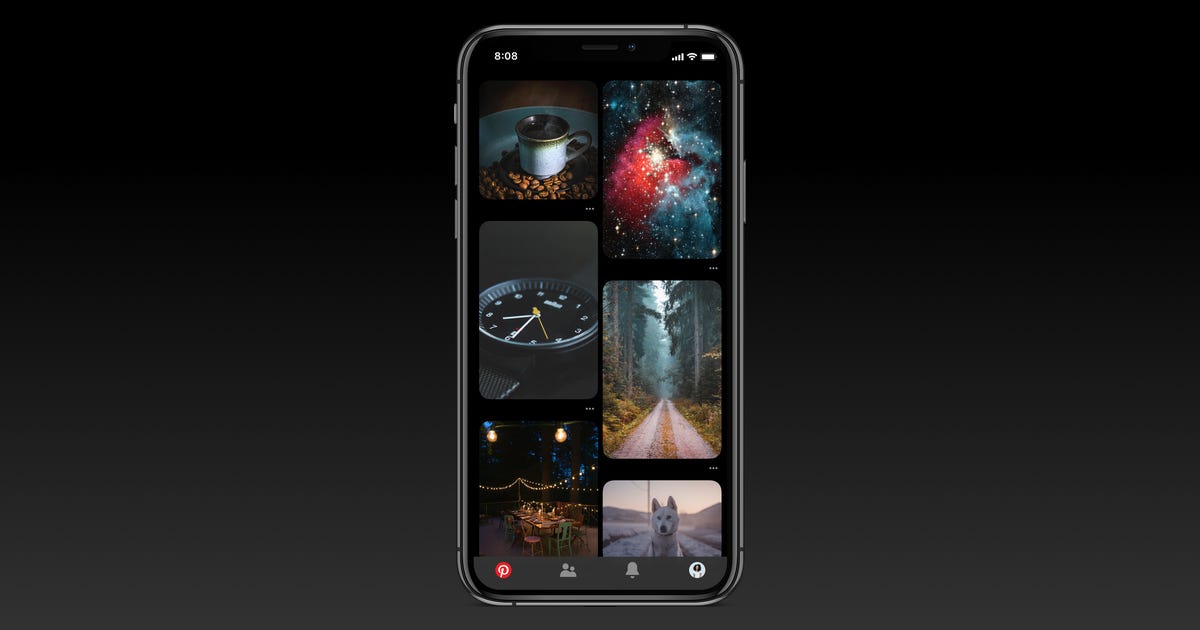 Pinterest app gets dark mode display option - CNET