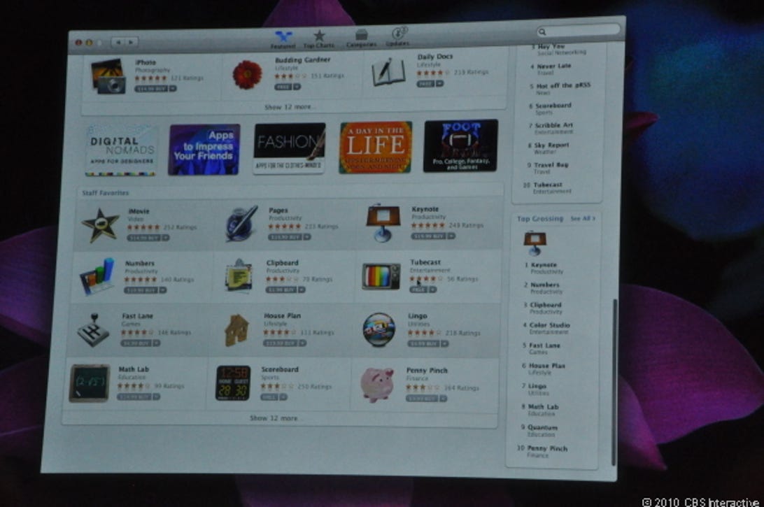 The Mac App Store being unveiled at an Apple event in October.