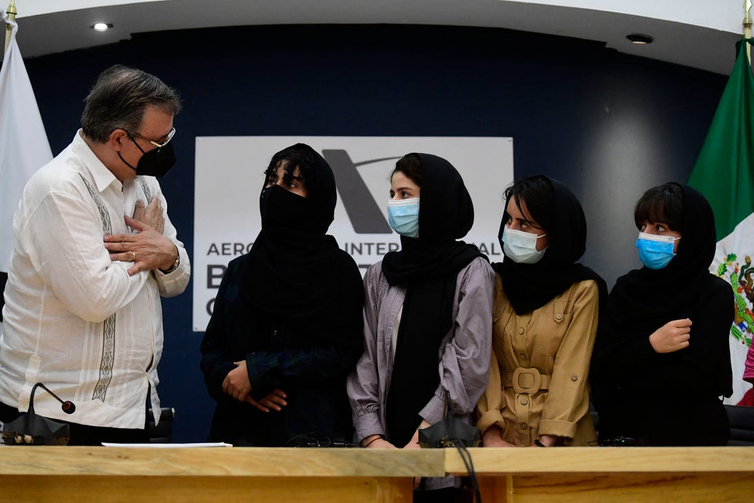 Afghan girls arrive in Mexico
