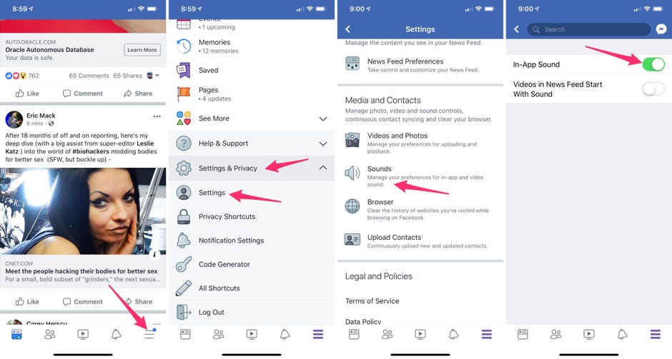 How To Turn Off The Annoying Sounds In The Facebook App Cnet
