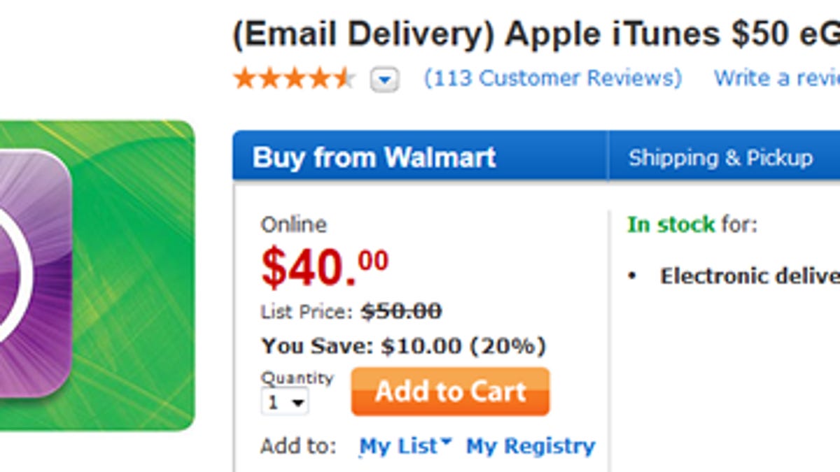 Walmart Selling 50 Itunes Gift Card For 40 Cnet