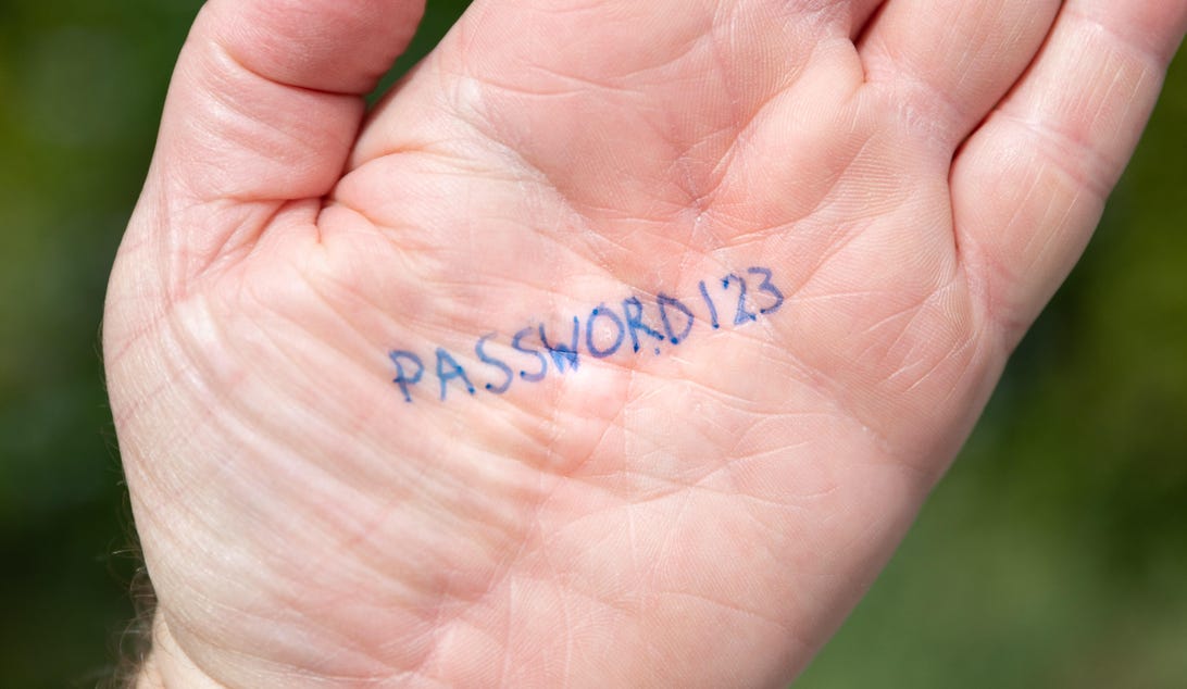 Secret password written on hand