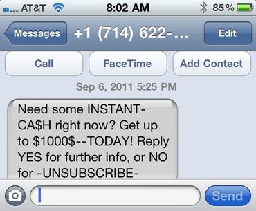 spam iphone block text message cnet sms screenshot