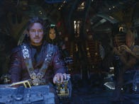 <p>Marvel Studios' AVENGERS: INFINITY WAR..L to R: Star-Lord/Peter Quill (Chris Pratt), Mantis (Pom Klementieff), Groot (voiced by Vin Diesel)..Photo: Film Frame..©Marvel Studios 2018</p>