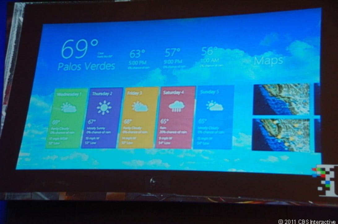 Windows 8 tailored apps resemble those using Windows Phone 7's Metro user interface. They're touch-enabled and use a lot of rectangles that slide and swing around.