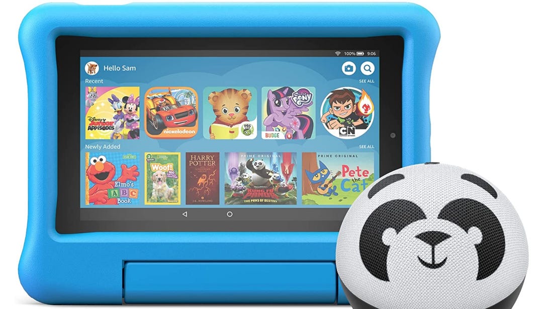 Bundle a Fire 7 Kids Tablet and Echo Dot Kids smart speaker and save 50% today