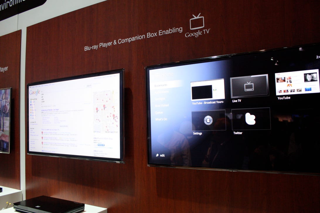 Samsung's Google TV Blu-Ray player and set-top box were running side-by-side in one part of its booth, which was otherwise dominated by TVs running Samsung's own Internet TV software.