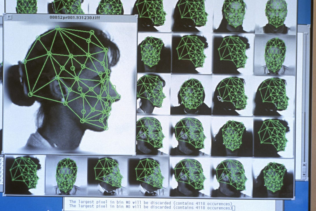 DIGITIZED FACIAL RECOGNITION USING GRID WITH SPECIFIC FEMALE POINTS.