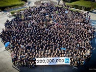 LinkedIn employees celebrate the professional social network's recent milestone of 200 million members.