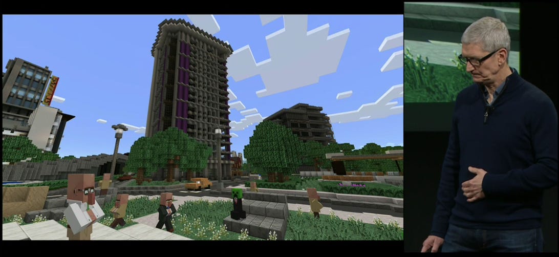​Apple CEO Tim Cook announces Minecraft for Apple TV.