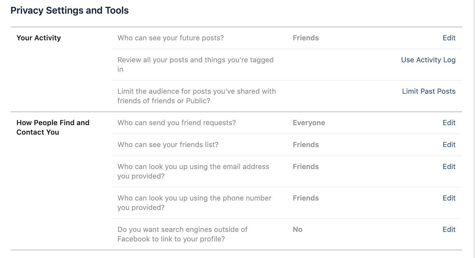 Privacy settings and tools