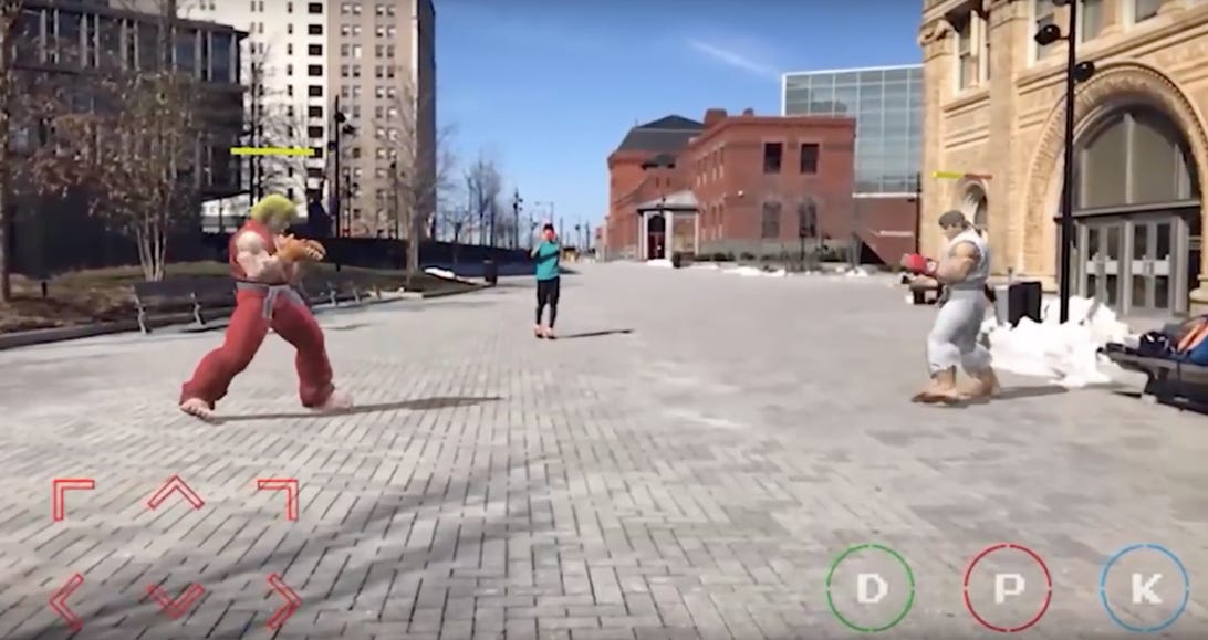 Street Fighter II in AR is literally played on the streets