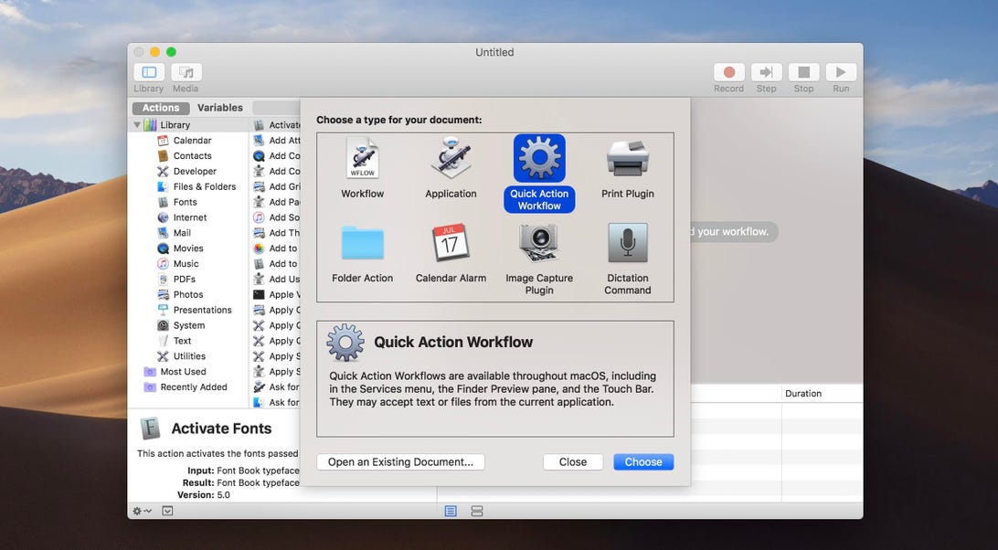 How to create custom Quick Actions in MacOS Mojave
