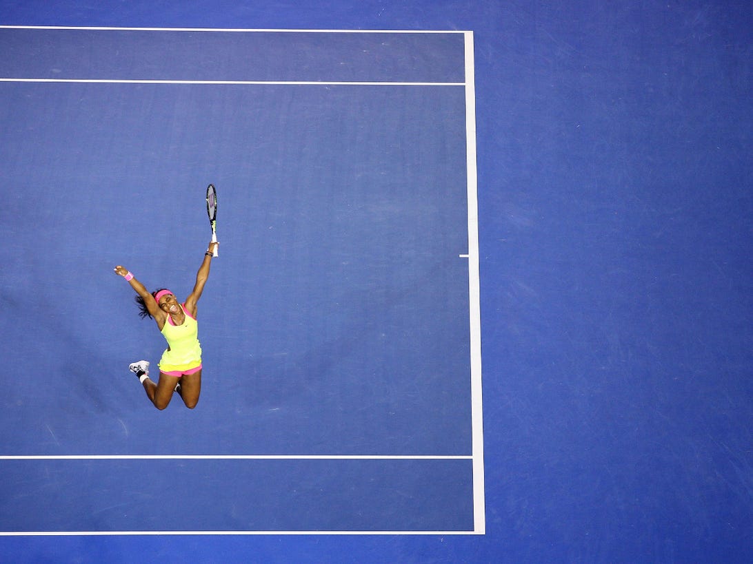 Serena Williams jumps for joy at the Australian Open, and so does her baby.