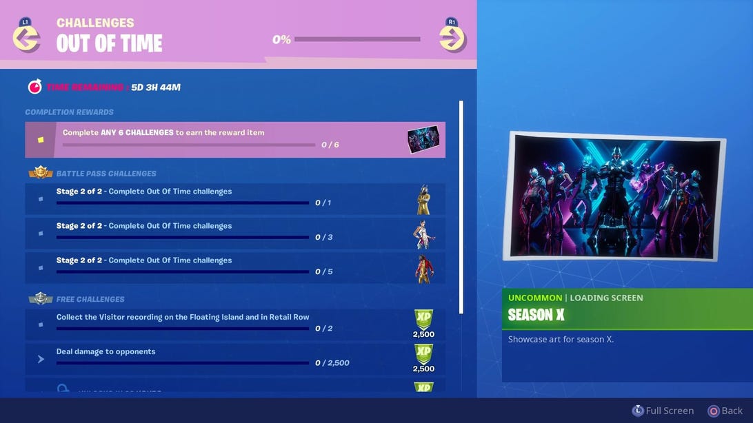 Fortnite Out of Time challenges