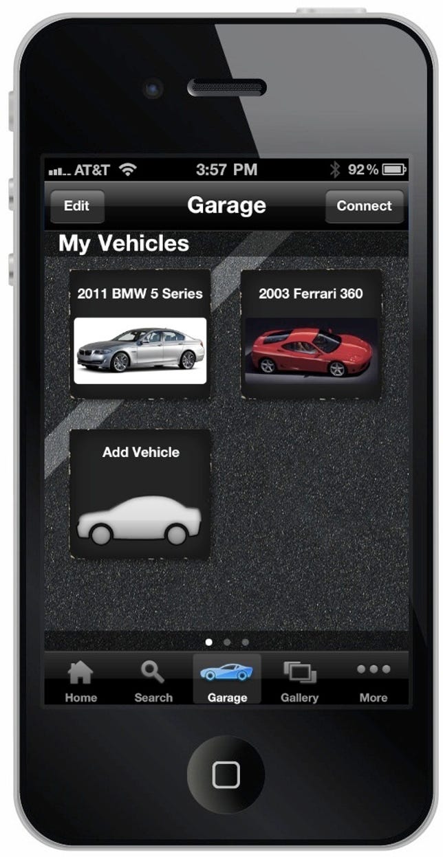 Users can create virtual garages of vehicles they own and want to own.