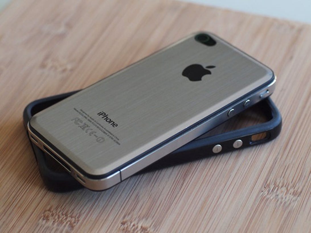 A third-party metal backing for the iPhone 4/4S.