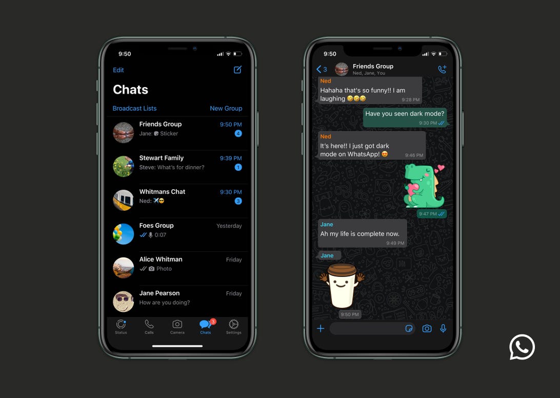 WhatsApp dark mode comes to iOS, Android devices