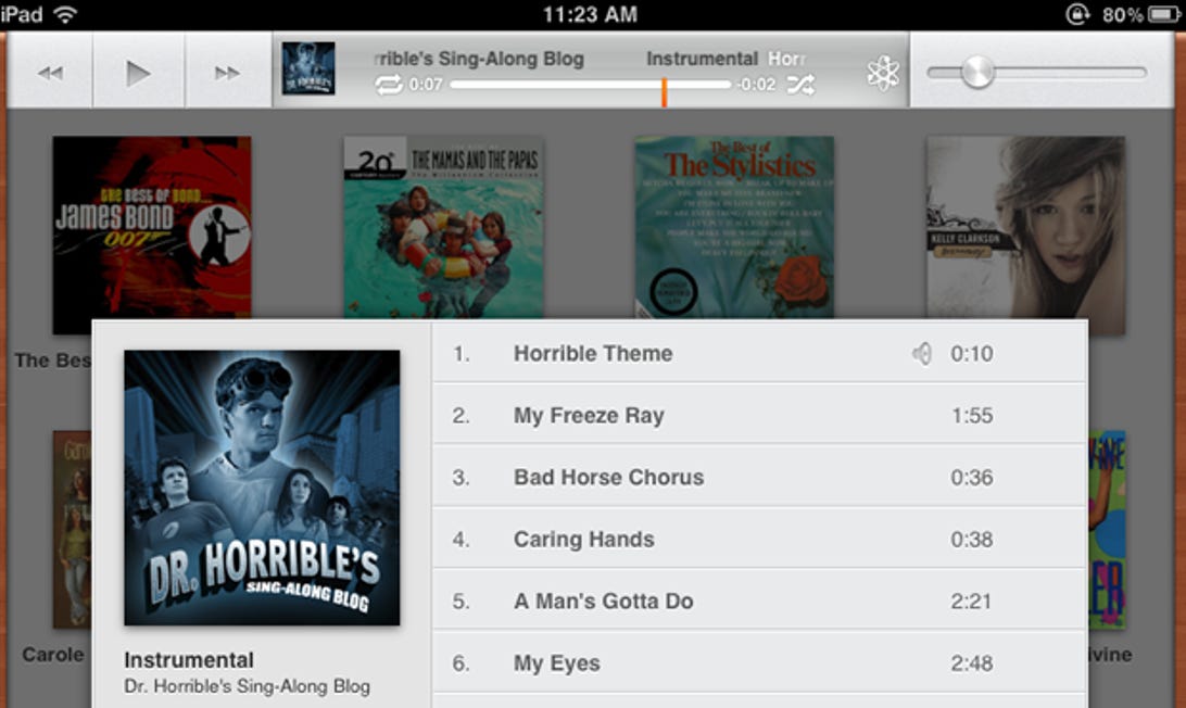 The iPad's new Music App, courtesy of iOS 5.