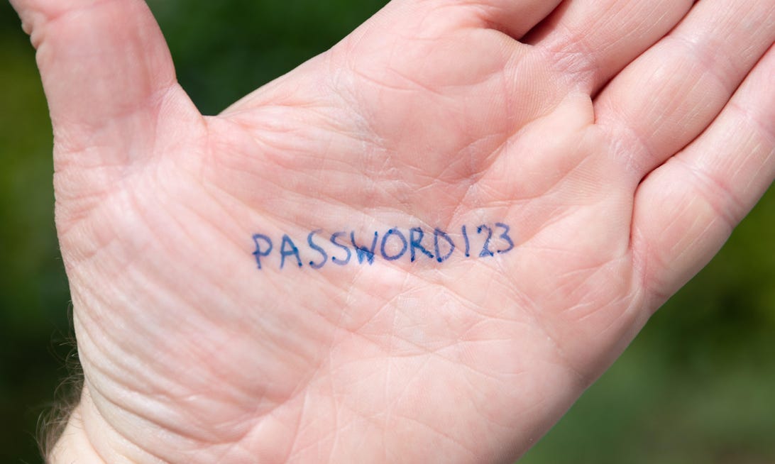 Secret password written on hand