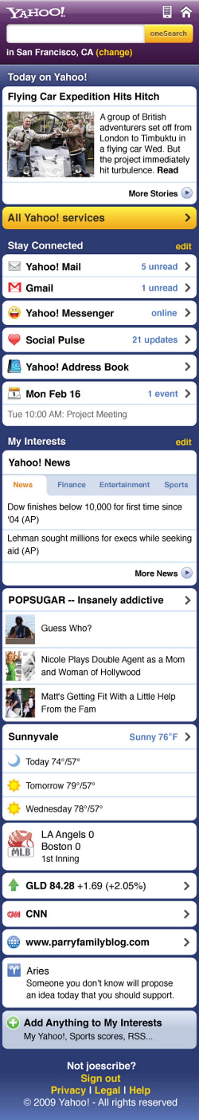 Yahoo Mobile for the Web