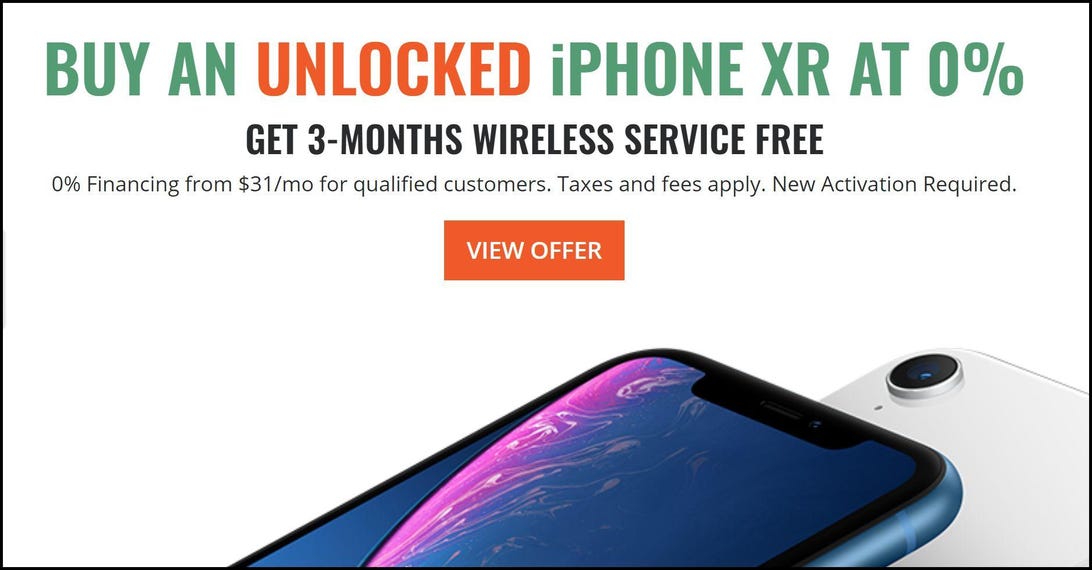 Unlocked iPhone deal: 0% financing and first 3 months of service free