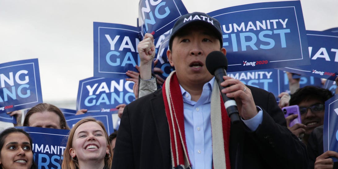 Andrew Yang, son of an IBM researcher and university systems administrator, is a techno-savvy candidate for president. What's with the MATH hat? He told CNBC: "One of my supporters said something to me -- that the opposite of Donald Trump is an Asian man who likes math."