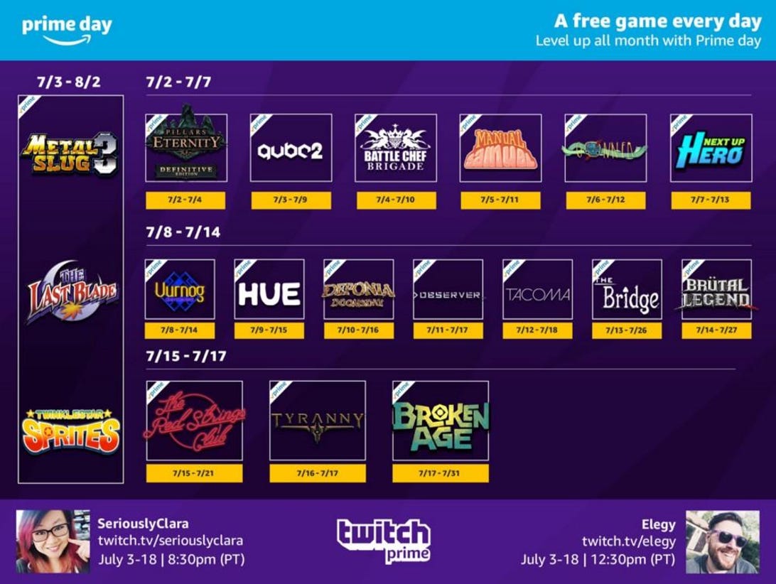 Amazon Prime Day 2018: Every game Twitch is giving away for free