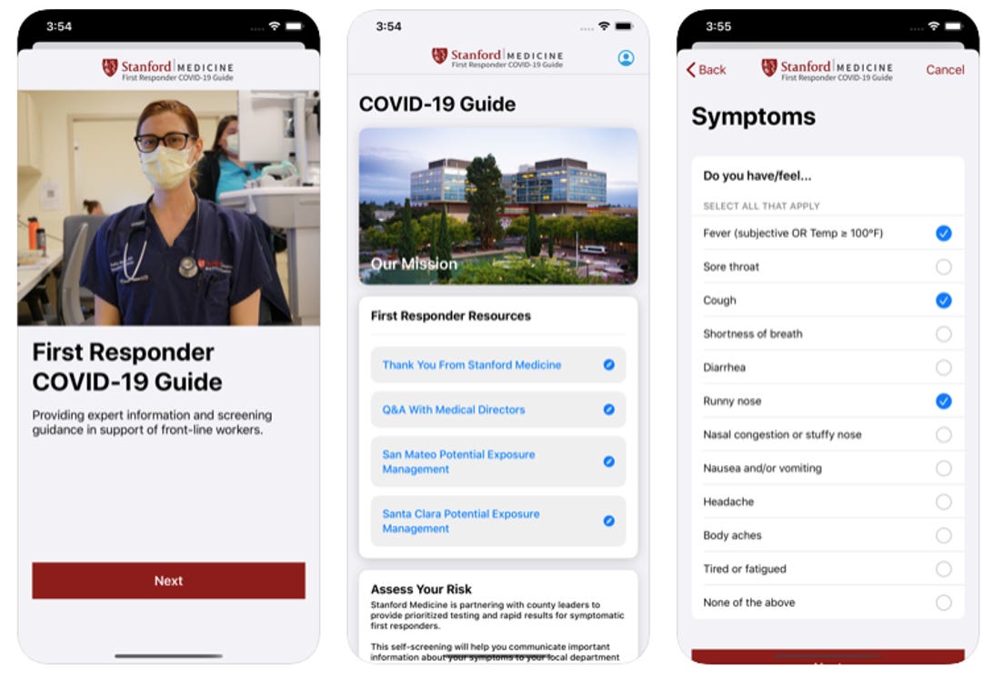 Coronavirus app from Apple and Stanford aims at first responders