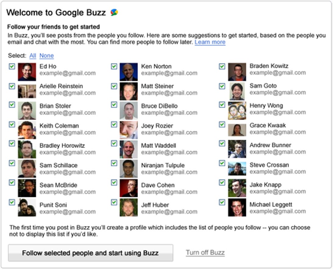 Why was this revamped Google Buzz start-up screen not developed until after user backlash over privacy?