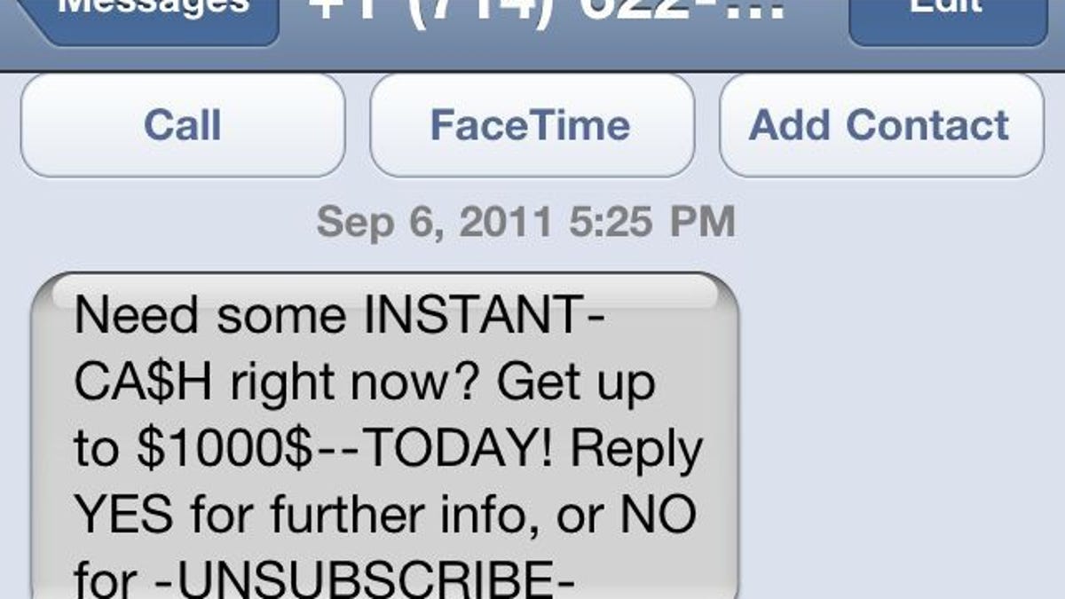 iPhone SMS spam