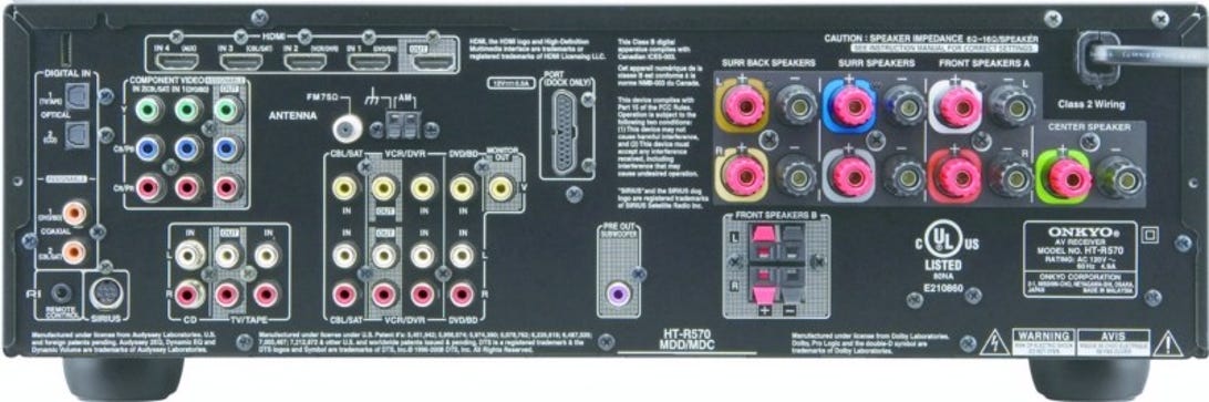 Back panel of the HT-R570, the included receiver on the HT-S5200.