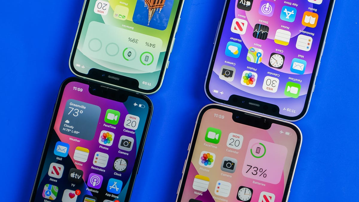 iphone 13 versus iphone 12 notch comparison mini and 13 left to right cnet 2021 01