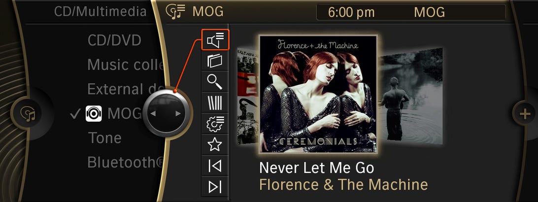 BMW integrated on-demand music streaming service Mog with ConnectedDrive.