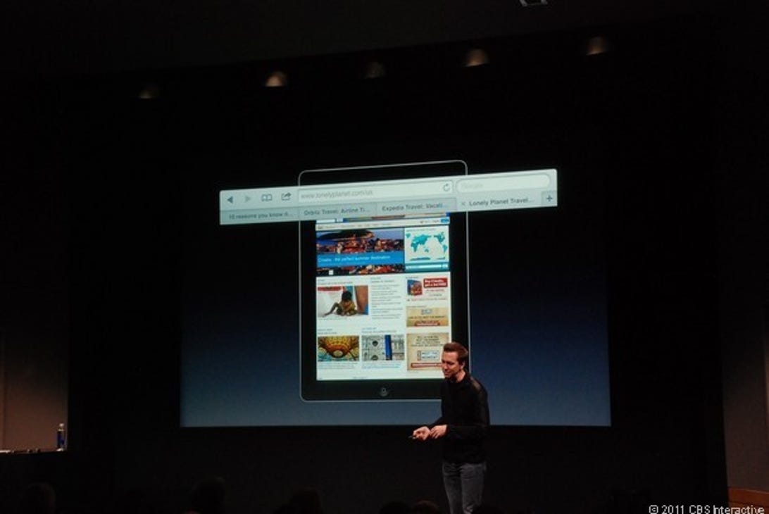 Forstall shows off tabbed browsing on the iPad.