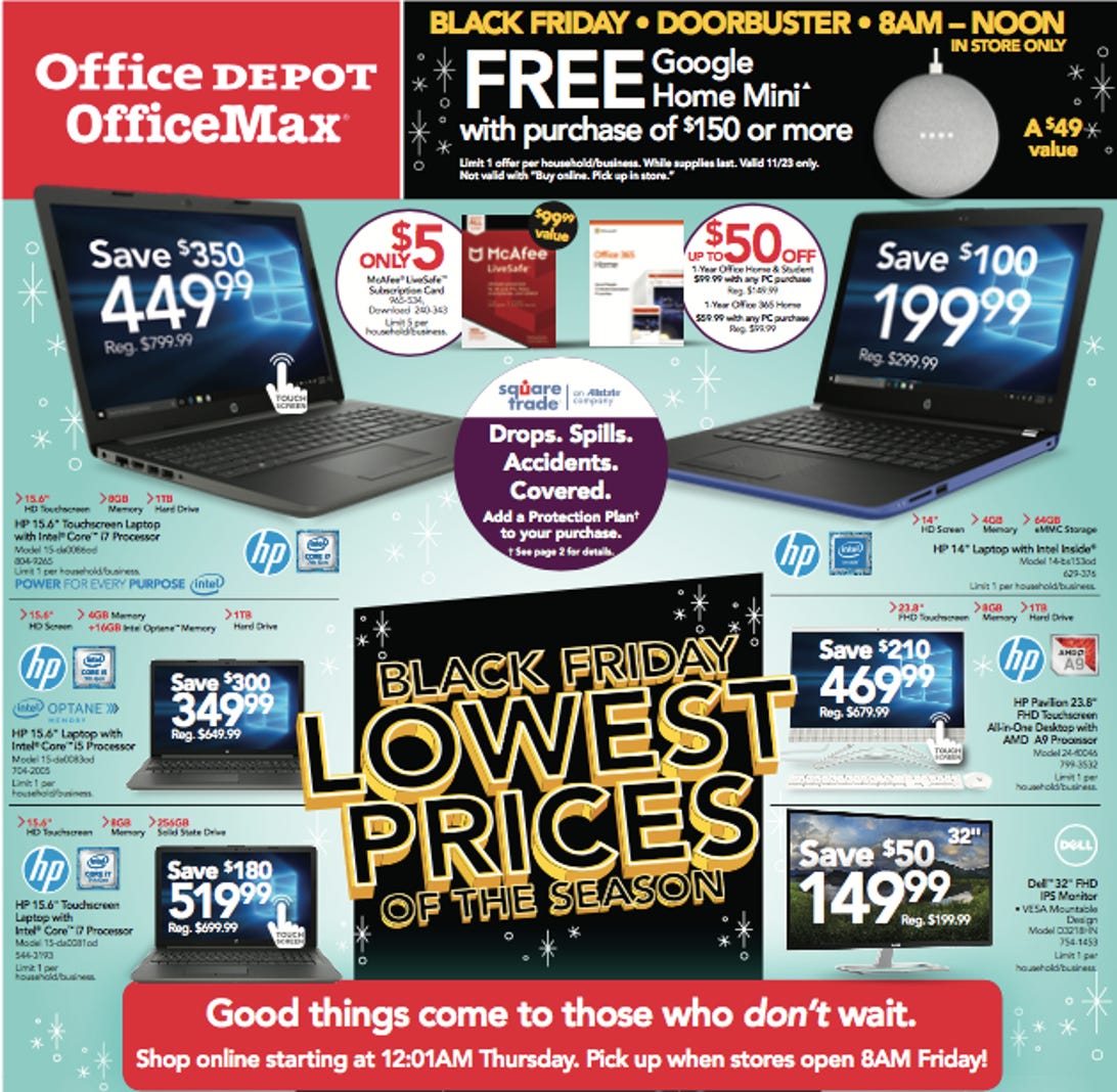 Cyber Monday 2018 Office Depot deals: 0 HP laptop with Intel Core i7, 0 Lenovo Flex 5 and 1TB hard drive