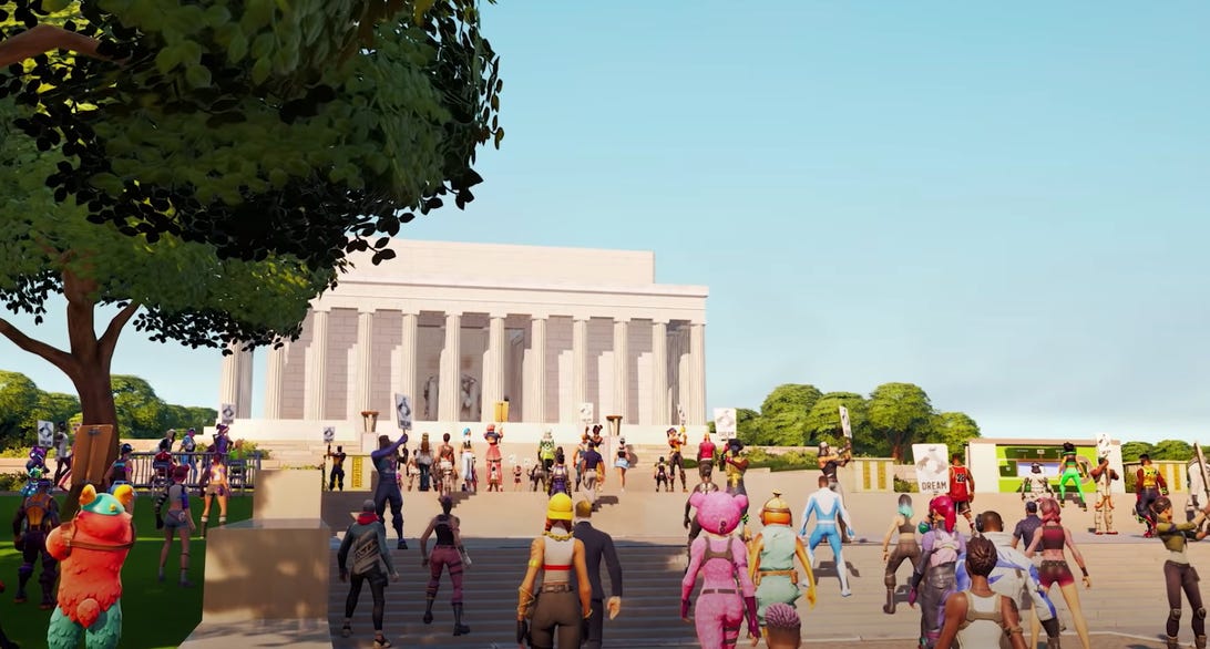 Captura de tela do Lincoln Memorial em Fortnite.