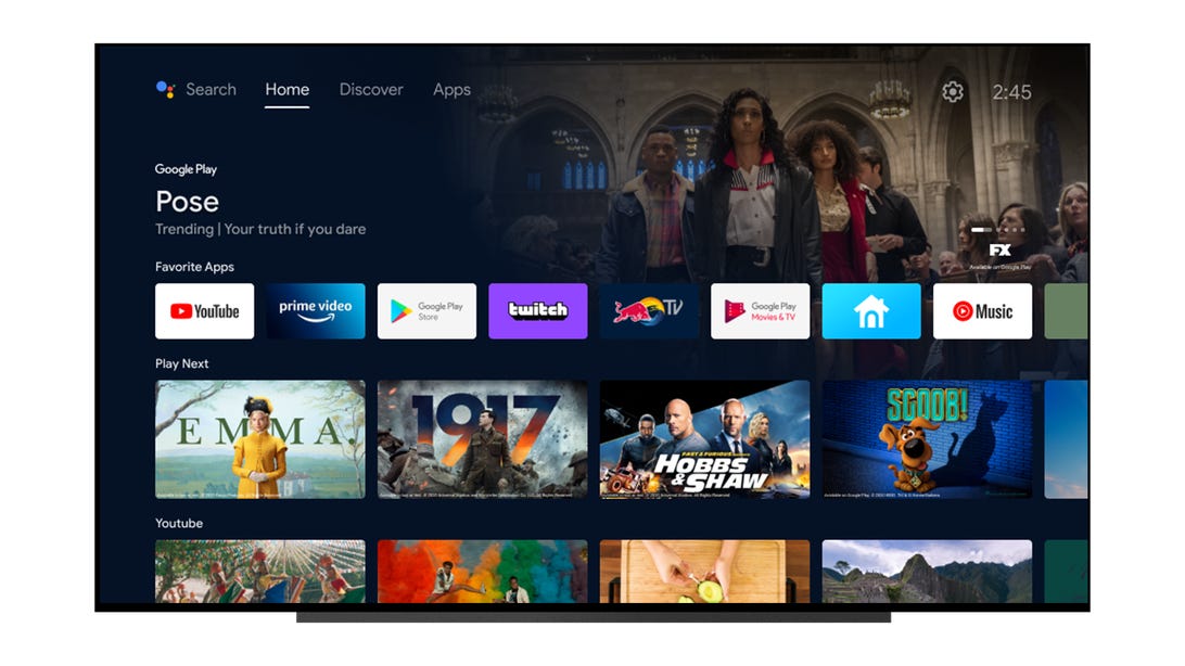 Google gives Android TV new Discover, Home and Apps tabs to make it more like Google TV