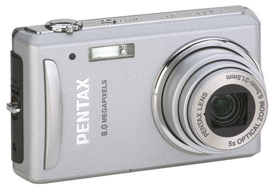 Pentax's new 8MP V20 includes a 5X optical zoom lens.