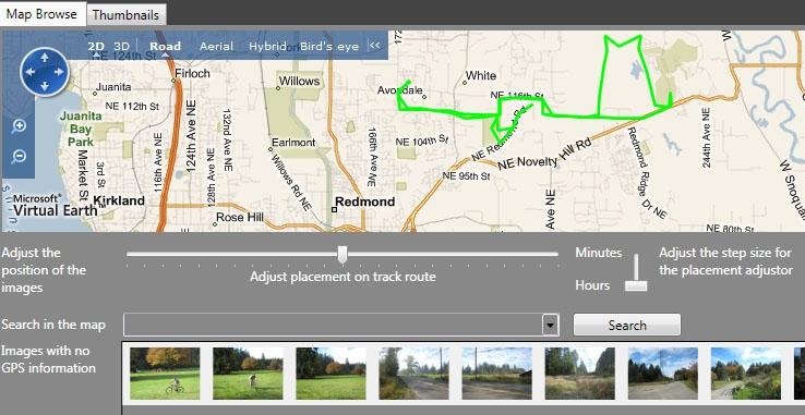 Pro Photo Tools has a slider that lets people correct mismatches between the time recorded by a camera and GPS unit. Thumbnails of images pop up that can be matched with actual locations.