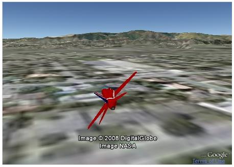This basic flight simulator works with the Google Earth browser plug-in.