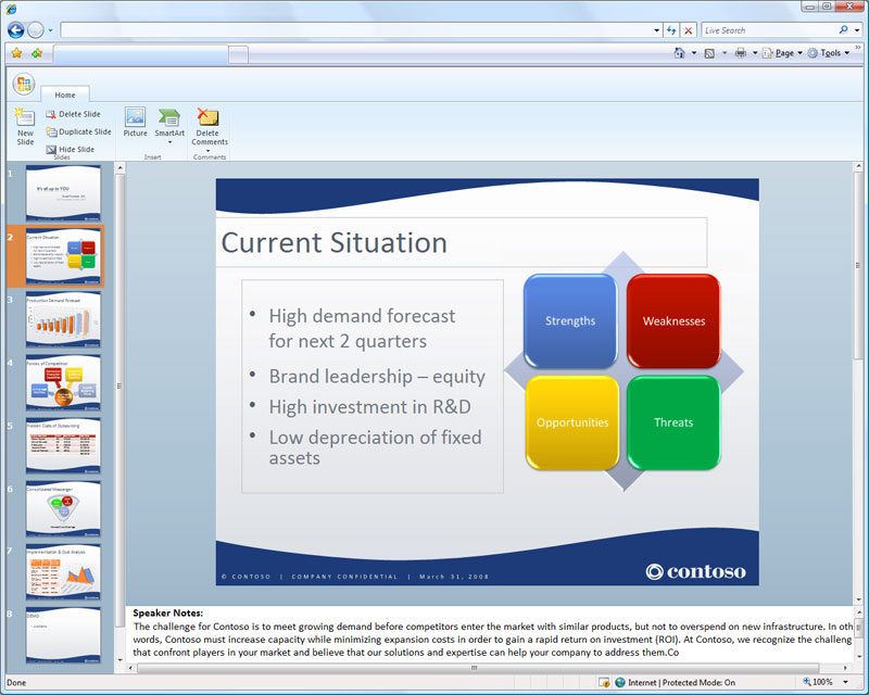 Microsoft's demonstration of Web-based PowerPoint.