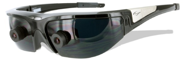 Vuzix builds two displays directly into its Wrap 920AR glasses.
