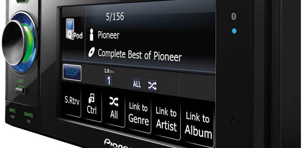 Pioneer AVIC-F310BT music selection screen