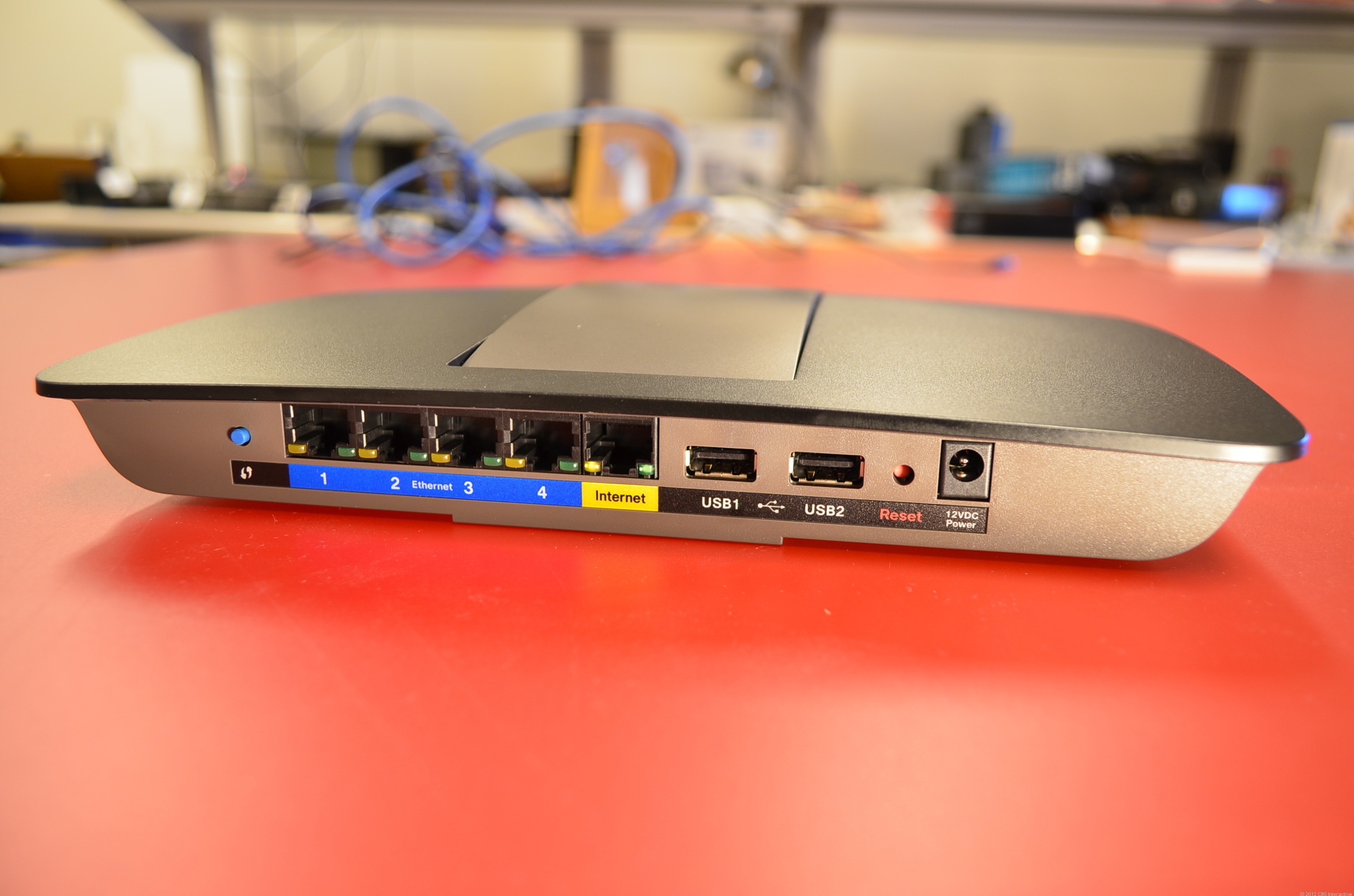 A router's WAN (Internet) port is always clearly distinguished from the LAN (Ethernet) ports. Also note the reset button, which brings the router's settings to default value.