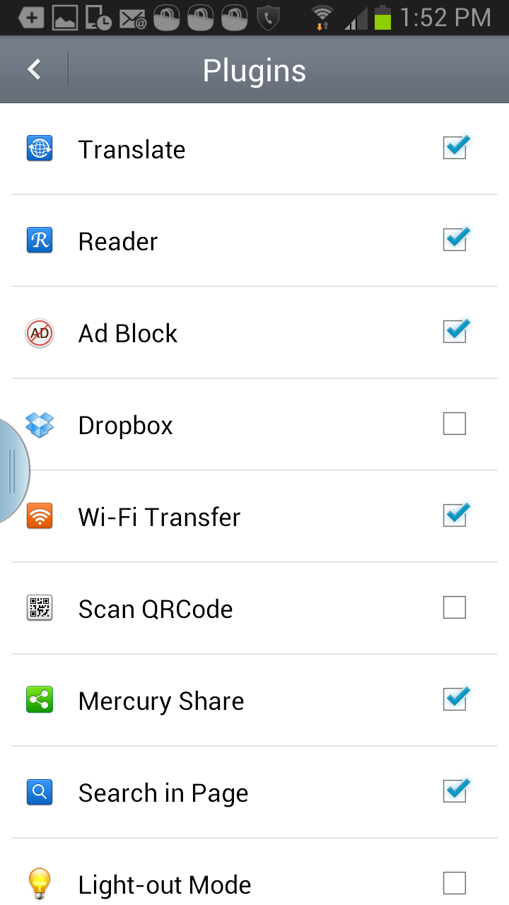 Mercury browser for Android