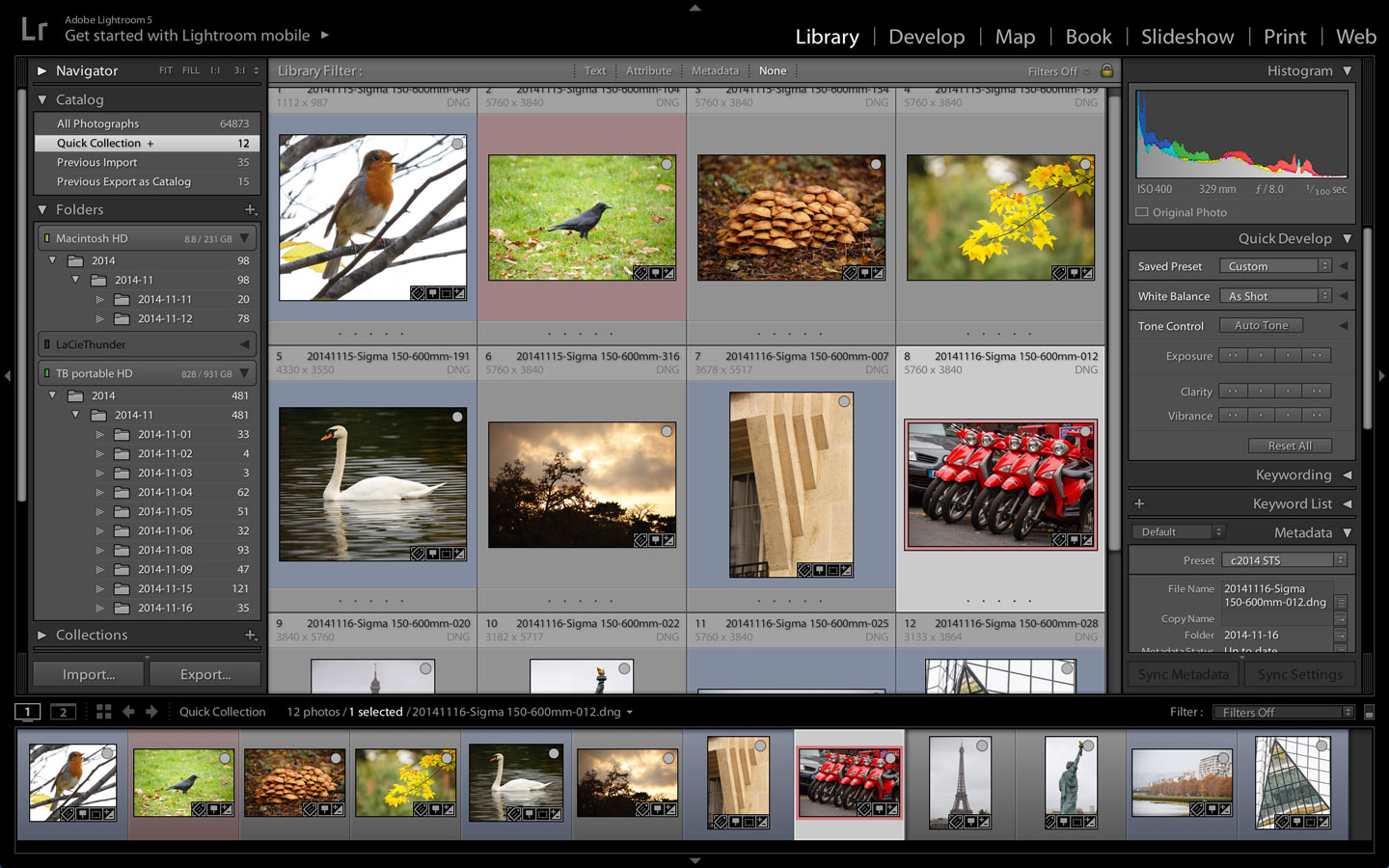 Lightroom 5.7 lets people organize and edit photos.